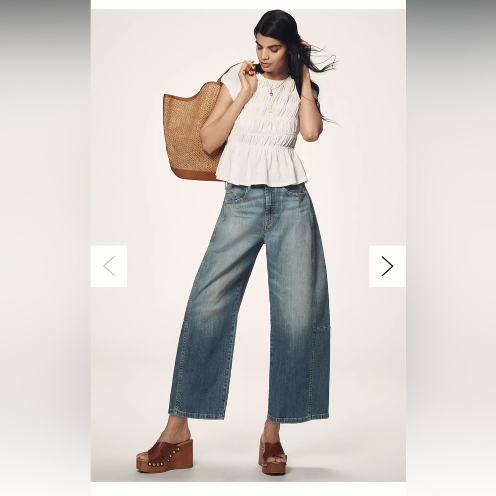 PILCRO by Anthropologie The Kenna Mid-Rise Heritage Barrel Jeans in “Eyck Wash”